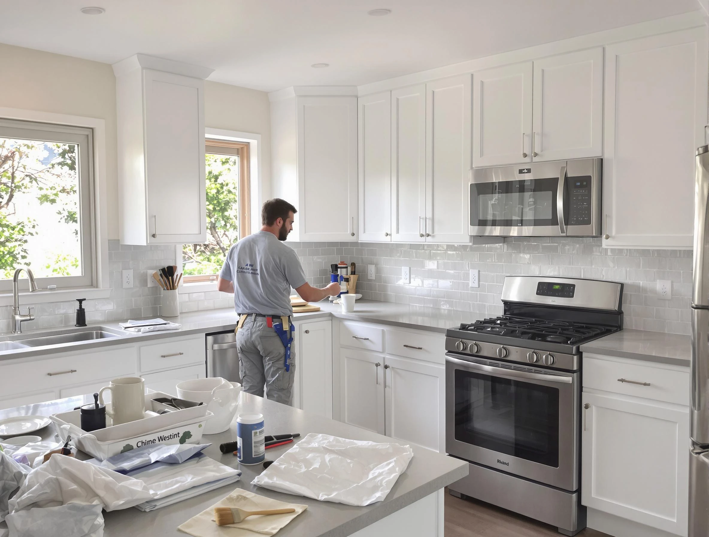 Citrus Park House Painters applying fresh paint on kitchen cabinets in Citrus Park