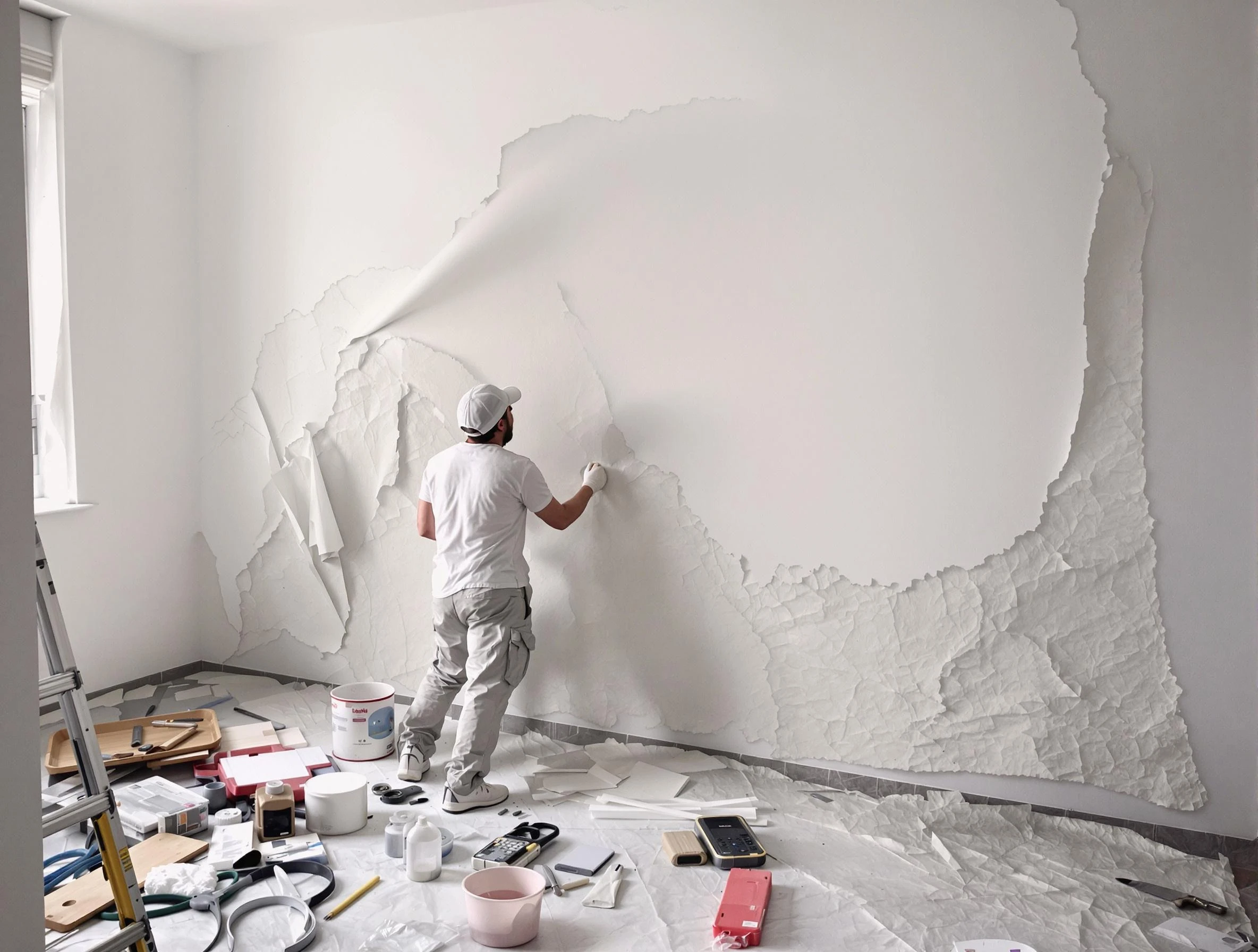 Removing old wallpaper to reveal clean walls by Citrus Park House Painters in Citrus Park